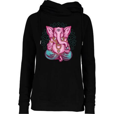 Elephant Meditating Womens Funnel Neck Pullover Hood