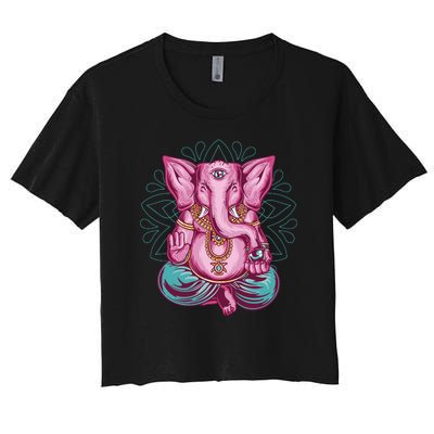 Elephant Meditating Women's Crop Top Tee