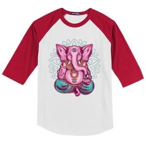 Elephant Meditating Kids Colorblock Raglan Jersey