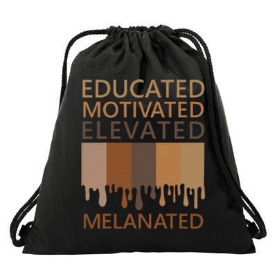 Educated Motivated Elevated Melanated Drawstring Bag