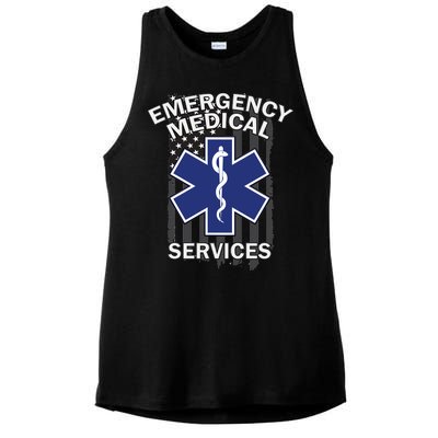 Emergency Medical Services Flag Ladies PosiCharge Tri-Blend Wicking Tank