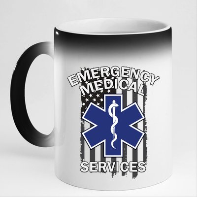 Emergency Medical Services Flag 11oz Black Color Changing Mug