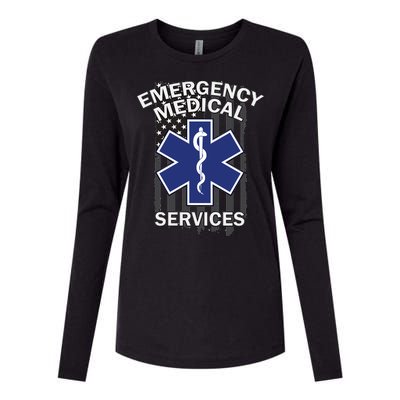 Emergency Medical Services Flag Womens Cotton Relaxed Long Sleeve T-Shirt