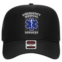 Emergency Medical Services Flag High Crown Mesh Back Trucker Hat