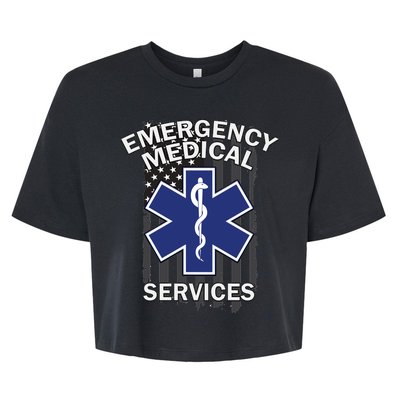 Emergency Medical Services Flag Bella+Canvas Jersey Crop Tee