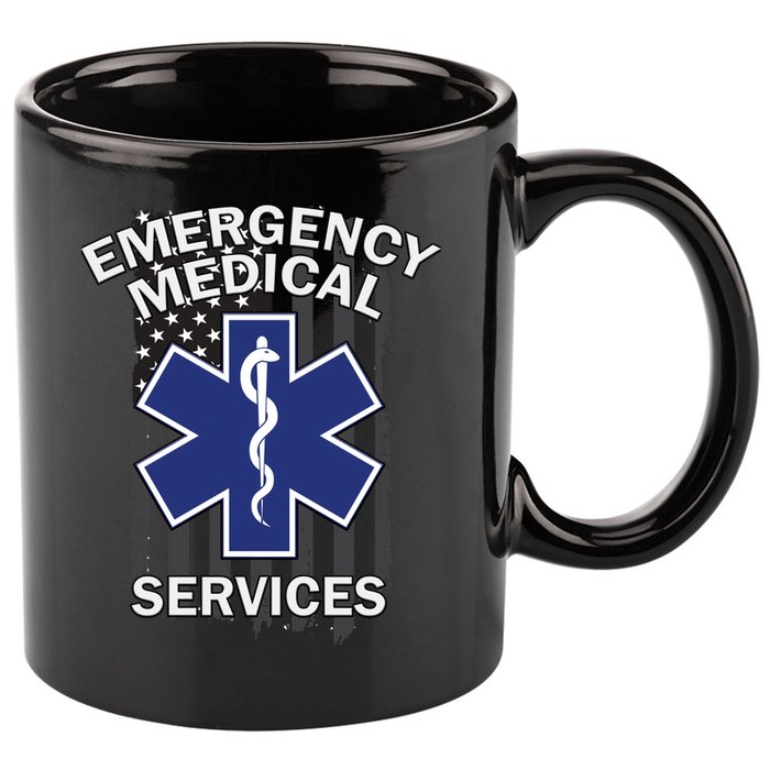 Emergency Medical Services Flag 11oz C Handle Ceramic Mug