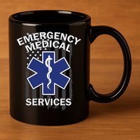 Emergency Medical Services Flag 11oz C Handle Ceramic Mug