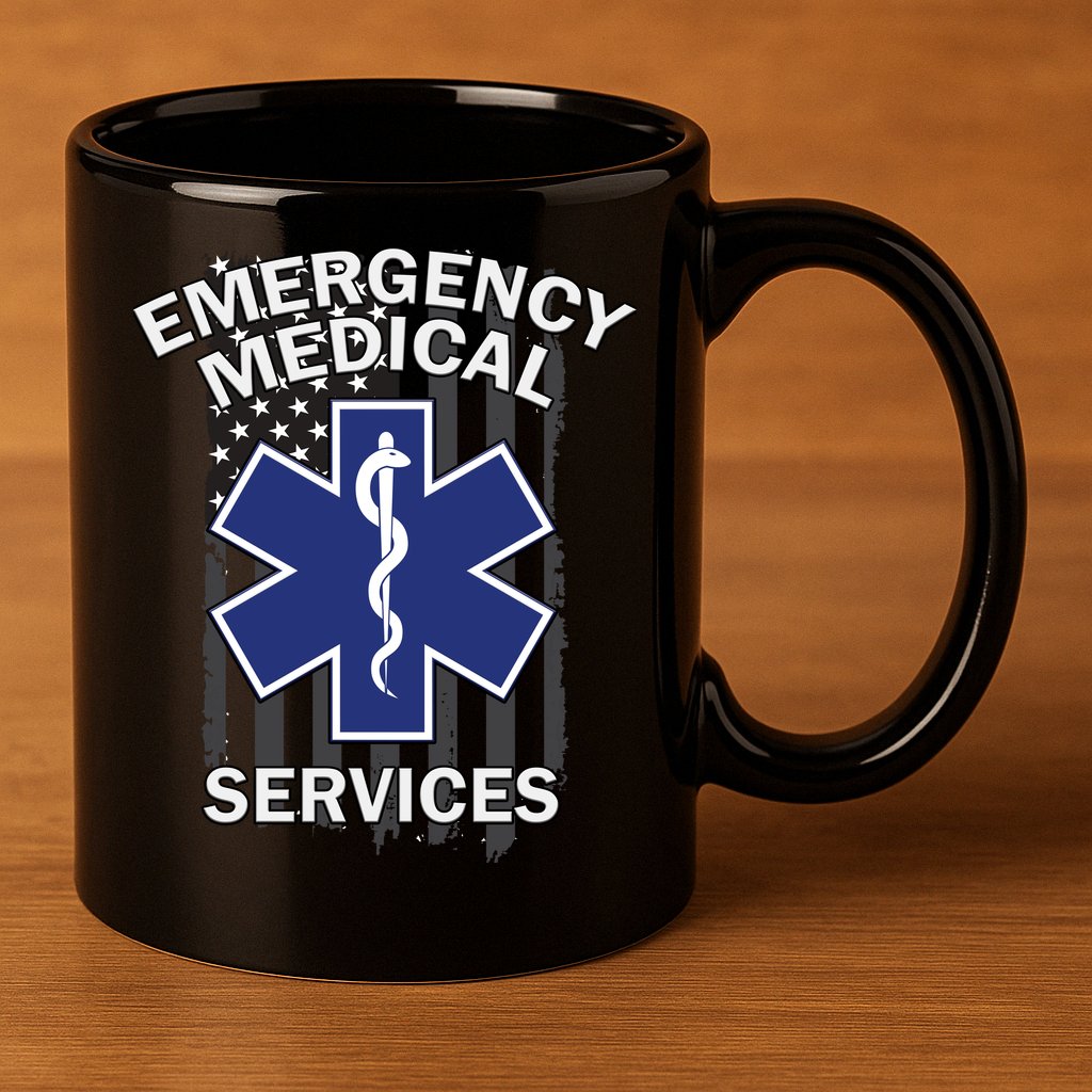 Emergency Medical Services Flag 11oz C Handle Ceramic Mug