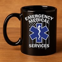 Emergency Medical Services Flag 11oz C Handle Ceramic Mug