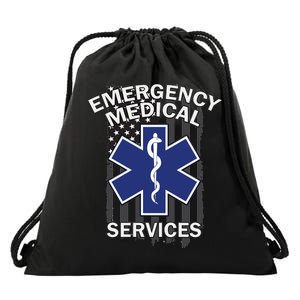 Emergency Medical Services Flag Drawstring Bag