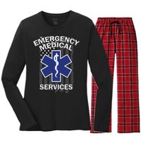 Emergency Medical Services Flag Women's Long Sleeve Flannel Pajama Set 