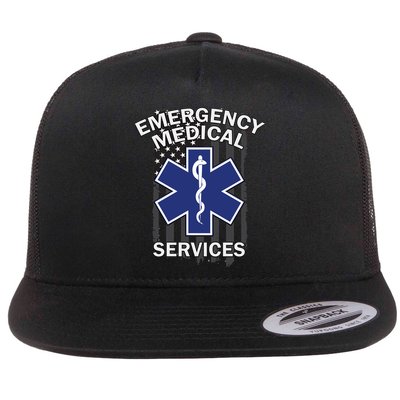 Emergency Medical Services Flag Flat Bill Trucker Hat