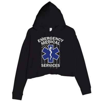 Emergency Medical Services Flag Crop Fleece Hoodie