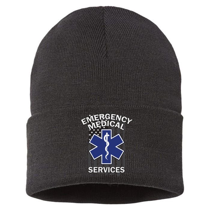 Emergency Medical Services Flag Sustainable Knit Beanie