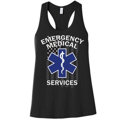 Emergency Medical Services Flag Women's Racerback Tank