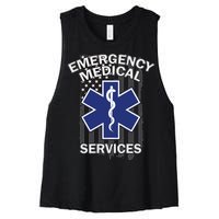 Emergency Medical Services Flag Women's Racerback Cropped Tank