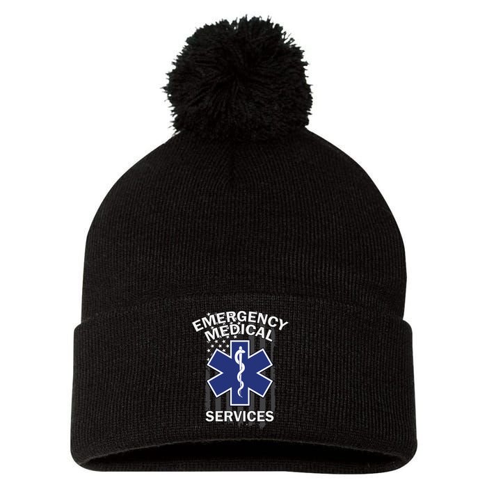 Emergency Medical Services Flag Pom Pom 12in Knit Beanie