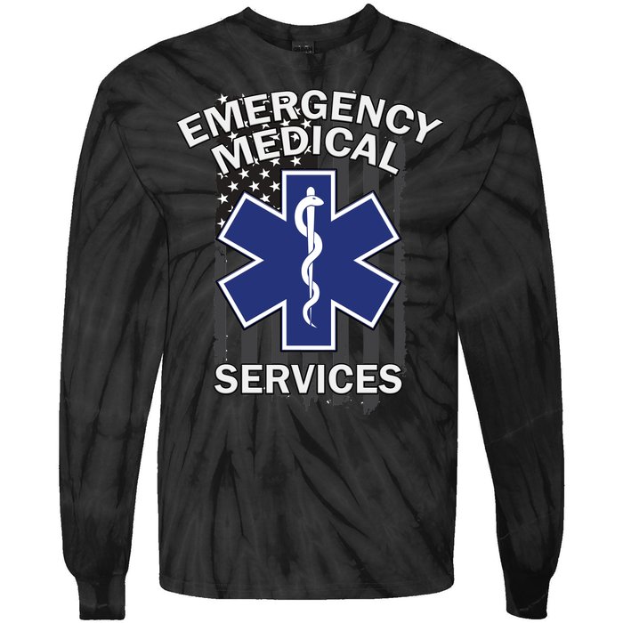 Emergency Medical Services Flag Tie-Dye Long Sleeve Shirt