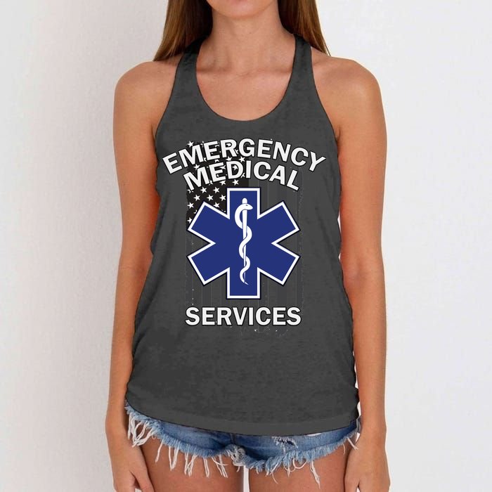 Emergency Medical Services Flag Women's Knotted Racerback Tank