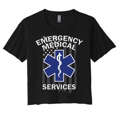 Emergency Medical Services Flag Women's Crop Top Tee