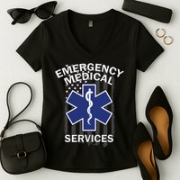 Emergency Medical Services Flag Women's V-Neck T-Shirt