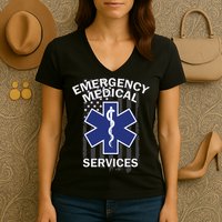 Emergency Medical Services Flag Women's V-Neck T-Shirt