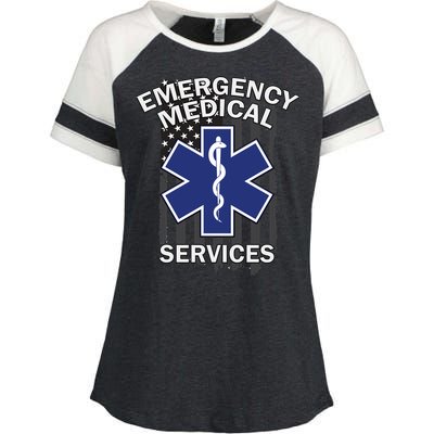 Emergency Medical Services Flag Enza Ladies Jersey Colorblock Tee