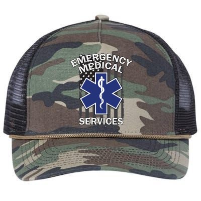 Emergency Medical Services Flag Retro Rope Trucker Hat Cap