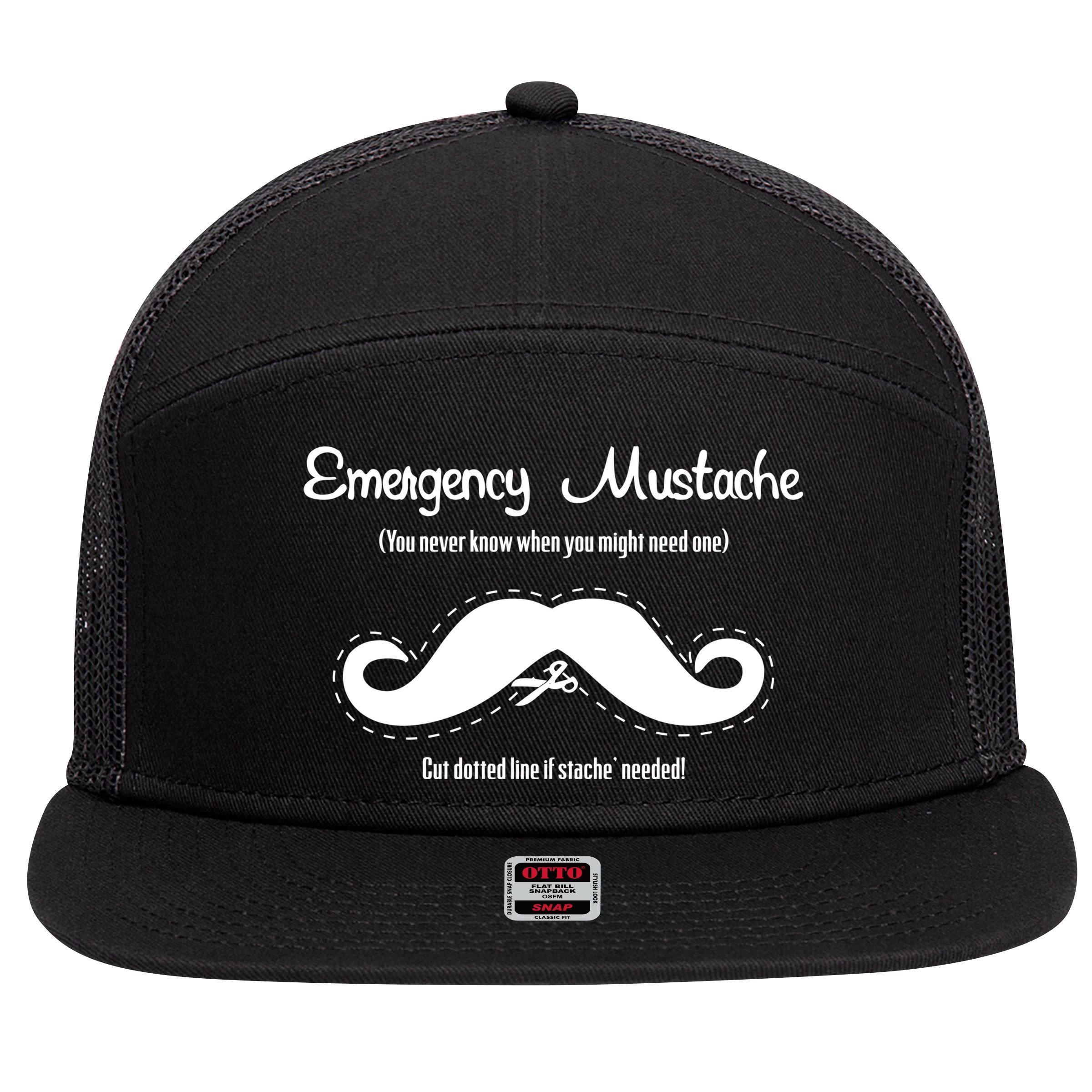 Emergency Mustache 7 Panel Mesh Trucker Snapback Hat