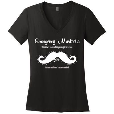 Emergency Mustache Women's V-Neck T-Shirt