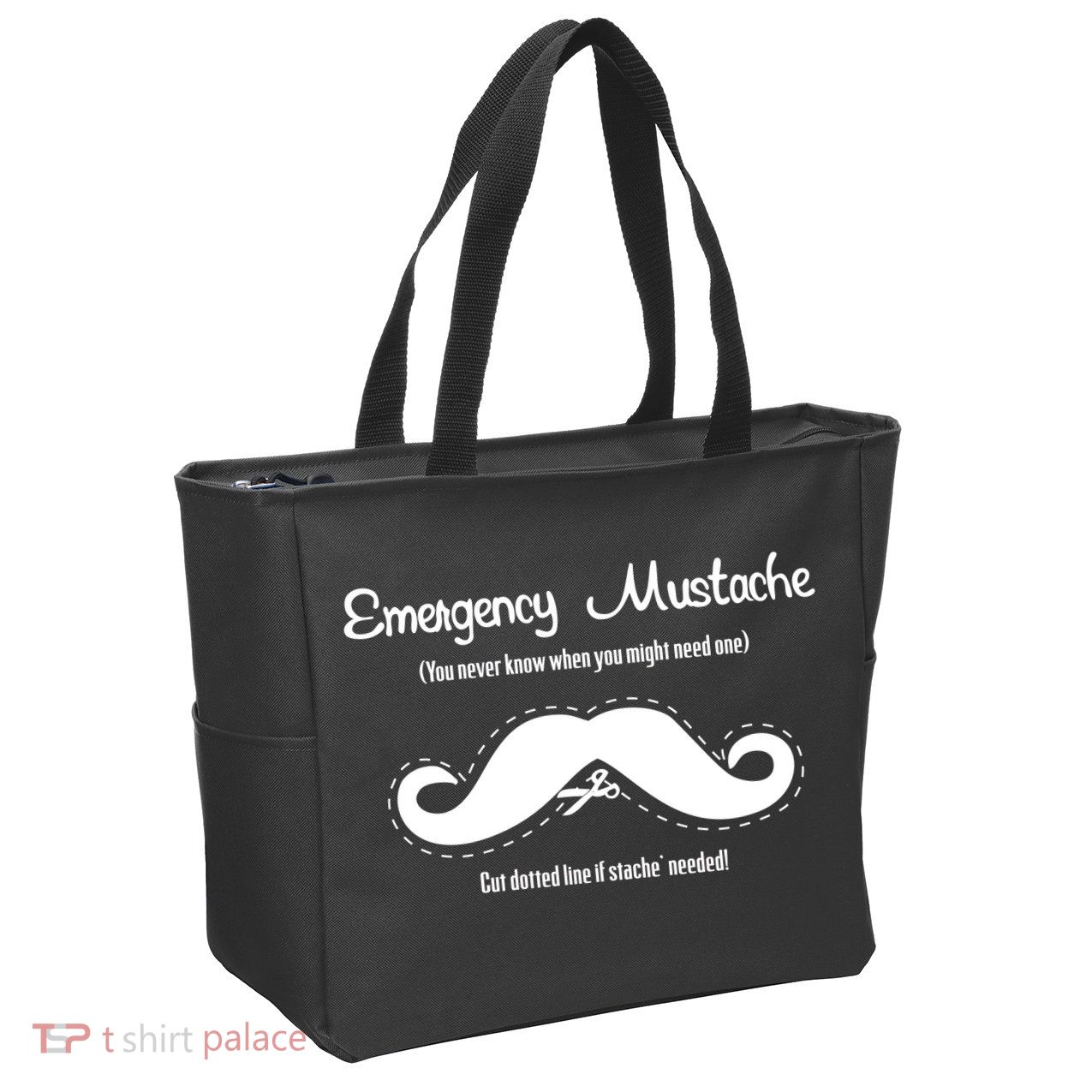 Emergency Mustache Zip Tote Bag
