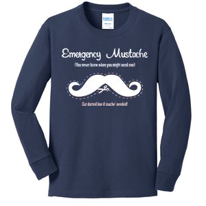 Emergency Mustache Kids Long Sleeve Shirt