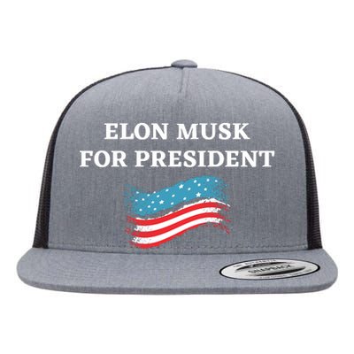 Elon Musk For President USA Flat Bill Trucker Hat