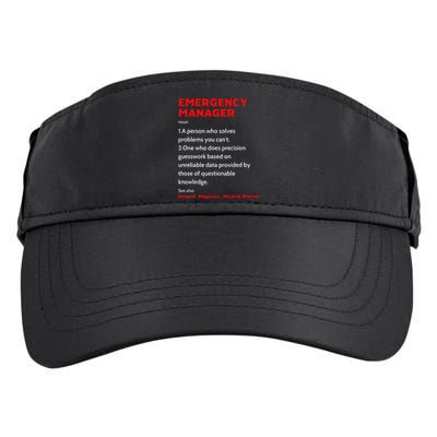 Emergency Manager Funny Management Definition Noun Miracle Adult Drive Performance Visor