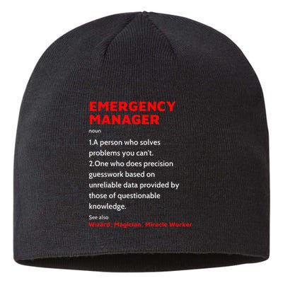 Emergency Manager Funny Management Definition Noun Miracle Sustainable Beanie