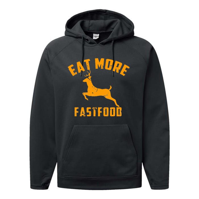 Eat More Fast Food Deer Running Performance Fleece Hoodie