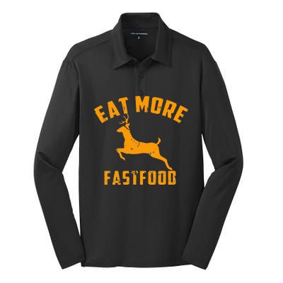 Eat More Fast Food Deer Running Silk Touch Performance Long Sleeve Polo