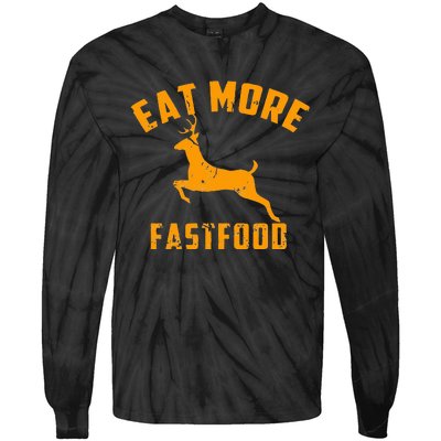 Eat More Fast Food Deer Running Tie-Dye Long Sleeve Shirt