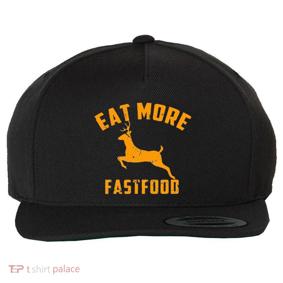 Eat More Fast Food Deer Running Wool Snapback Cap