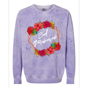 Eid Mubarak Floral Islamic For Muslim Gift Colorblast Crewneck Sweatshirt