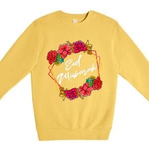 Eid Mubarak Floral Islamic For Muslim Gift Premium Crewneck Sweatshirt