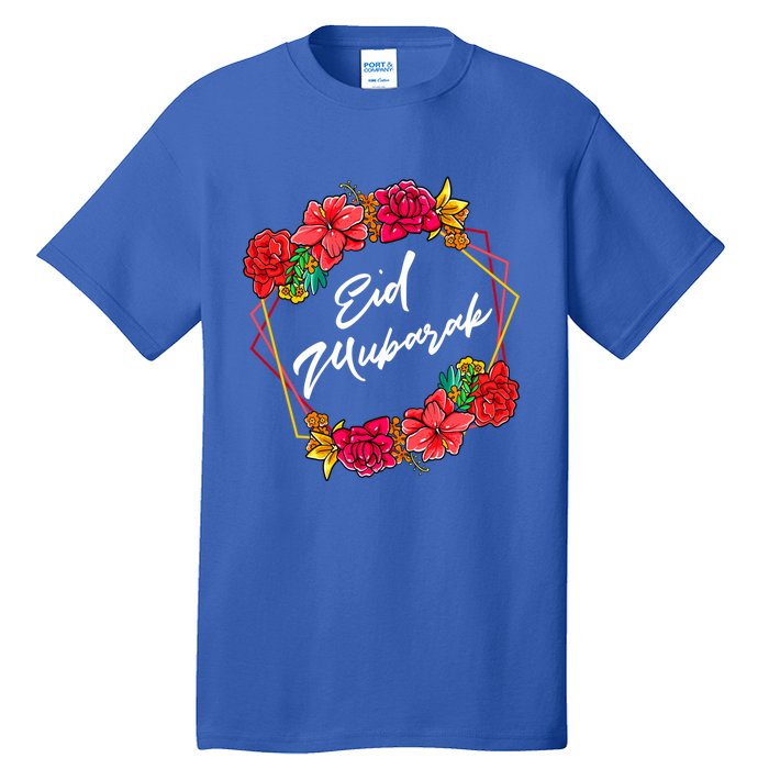 Eid Mubarak Floral Islamic For Muslim Gift Tall T-Shirt