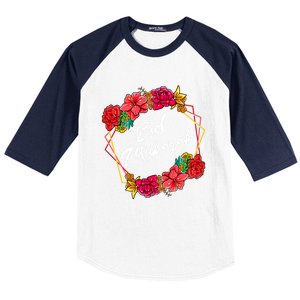 Eid Mubarak Floral Islamic For Muslim Gift Baseball Sleeve Shirt