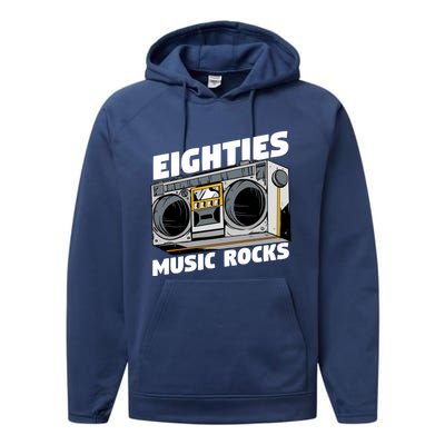 Eighties Music Funny Old Songs Vintage 80s Lover Gift Performance Fleece Hoodie