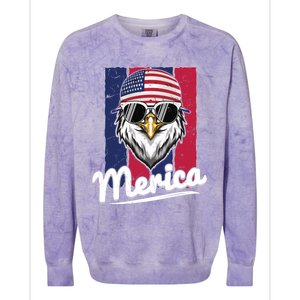 Eagle Merican Flag Eagle Patriotic Cool Gift Colorblast Crewneck Sweatshirt