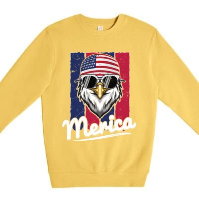 Eagle Merican Flag Eagle Patriotic Cool Gift Premium Crewneck Sweatshirt