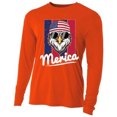 Eagle Merican Flag Eagle Patriotic Cool Gift Cooling Performance Long Sleeve Crew