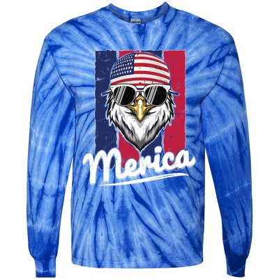 Eagle Merican Flag Eagle Patriotic Cool Gift Tie-Dye Long Sleeve Shirt