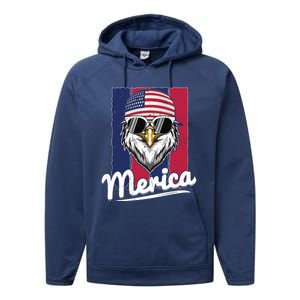 Eagle Merican Flag Eagle Patriotic Cool Gift Performance Fleece Hoodie