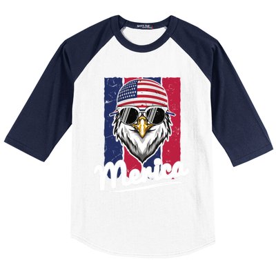 Eagle Merican Flag Eagle Patriotic Cool Gift Baseball Sleeve Shirt